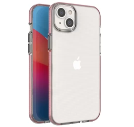 Pavasarinis Dėklas iphone 14 Plus Silikoninė įmautė Su Rėmeliu Ryškiai Rožinės Spalvos
