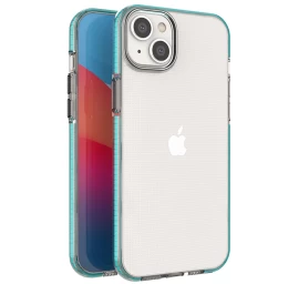 Pavasarinis Dėklas iphone 14 Plus Silikoninis Dėklas Su Rėmeliu, šviesiai Mėlynas