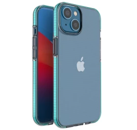 Pavasarinis Dėklas Iphone 14 Silikoninė įmautė Su Rėmeliu šviesiai Mėlyna