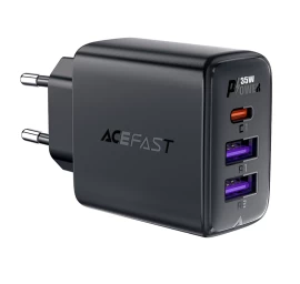 Pd 35w Gan Tinklo įkroviklis Su 3 Prievadais 2x Usb-a + Usb-c, Juodas