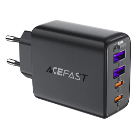Pd 45w Gan Tinklo įkroviklis Su 4 Prievadais 2x Usb-c + 2x Usb-a, Juodas