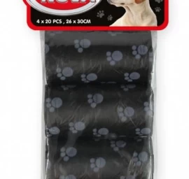 PET NOVA higieniniai maišeliai išmatoms juodi 4x20vnt (12), WBAGS-4BL
