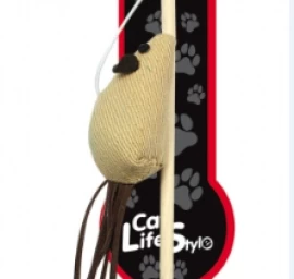 PET NOVA pagaliukas katei pelytėsu odine uodega 40cm 3vnt, CAT-ROD-W-3