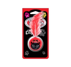PET NOVA Plastic Ball kamuoliukas su plunksna 3vnt, CAT-CRAZYBALL