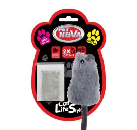 PET NOVA Plush Catnip pelytė su katžole 14cm 2vnt, CATNIP-MOUSE-2