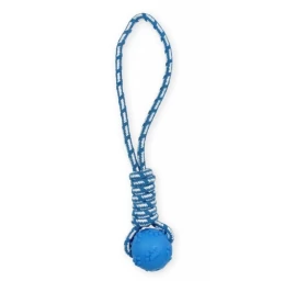 PET NOVA TPR BLUE kamuoliukas su virve 40cm 2vnt, TPR-ROPEBALL-BL