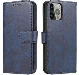 Piniginės Atverčiamas Dėklas Su Stovu Iphone 15 Plus Magnet Case - Mėlynas