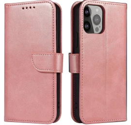 Piniginės Dėklas Su Atlenkiamu Stovu Iphone 15 Plus Magnet Case - Rožinis