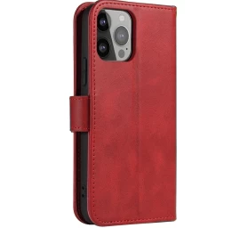 Piniginės Dėklas Su Atlenkiamu Stovu Iphone 15 Pro Magnet Case - Raudonas