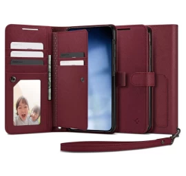 Piniginės Dėklas Su Pinigine Ir Kortelių Lizdu Galaxy S23+ Piniginė S Plus Bordo Spalvos