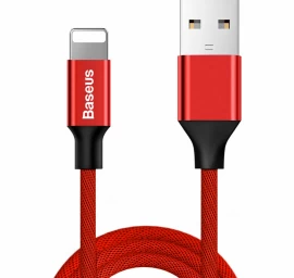 Pintas Tekstilės Kabelis Usb - Iphone Lightning 1,8 M - Raudonas