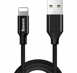 Pintas Tekstilinis Usb - iphone Lightning 1,8 M Ilgio Kabelis - Juodas