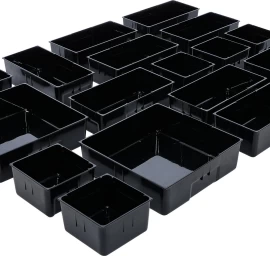 Plastikiniai sandėliavimo padėklai | įrankių spintelių stalčiams | 17 vnt. (9550)