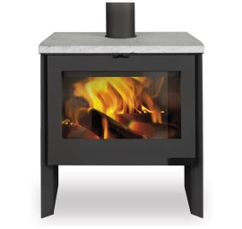 Plieninė krosnelė Romotop Riano 03, su muilo akmens apdaila