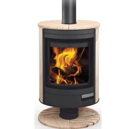 Plieninė krosnelė Romotop Stromboli N04, smėlio akmens apdaila