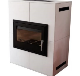 Plieninė krosnelė Thorma Lago, juoda, su balta apdaila