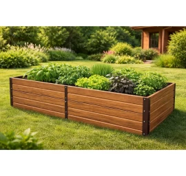 Plieninė pakelta lysvė MURESTA professional garden, 150x75 cm.; aukštis - 30cm, medžio imitacija, super kaina