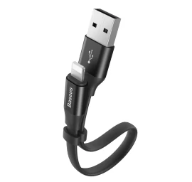 Plokščias Kabelis Usb Iphone Lightning Kabelis Su Laikikliu 2a 23cm Juodas