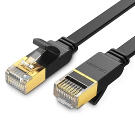 Plokščias Sujungimo Kabelis Lan Stp Rj45 Cat 7 10gbps 3 M Juodas