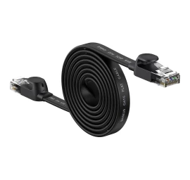 Plokščias Tinklo Kabelis Patchcord Rj45 Speed Six 1000mbps 2 M - Juodas