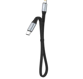 Plokščias Trumpas iphone Usb-c - lightning Kabelis L10p Pd 20w 23cm Juodas