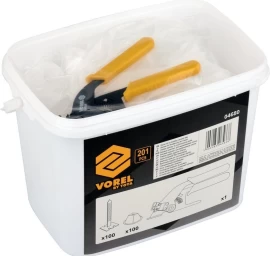 Plytelių išlyginimo rinkinys | Juostos x 100vnt / puodeliai x 100vnt / replės x1 vnt (04680)
