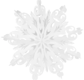 Popierinė Dekoracija - Snaigė 64 Cm Balta