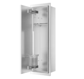 Potinkinė WC šepečio lentyna Balneo Wall Box Brush L Left - kairės pusės, įklijuojamai plytelei, nerūdijantis plienas B0401060105-02
