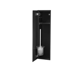 Potinkinė WC šepečio lentyna Balneo Wall Box Brush L Left - kairės pusės, juodas stiklas B0401020505-02