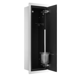 Potinkinė WC šepečio lentyna Balneo Wall Box Brush L Right - dešinės pusės, juodas stiklas B0401020508-02