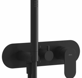 Potinkinis maišytuvas Eleganta be korpuso, 2 funkcijų, su dušo komplektu, juoda, X070300