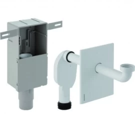 Potinkinis praustuvo sifonas su sienine dėžute ir montavimo dalių rinkiniu, chromuotas, 151120211