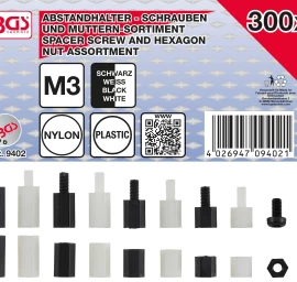 Poveržlių movų ir Hex veržlių asortimentas | nailonas | 300 vnt. (9402)