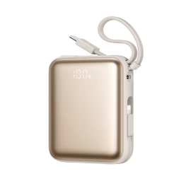Powerbank 10000 Mah 22,5 W Su Integruotais Laidais - Auksinis
