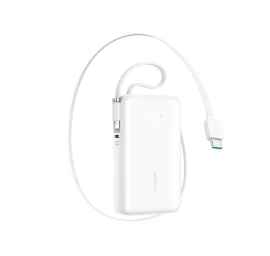 Powerbank 10000 Mah 35 W Su Ištraukiamu Usb-c Kabeliu lightning Kabelis-laidas - Baltas