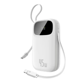 powerbank 10000 Mah 45w Fc31 Qpow 3 Su Ekranu Usb-c iphone Lightning Laidas - Baltas