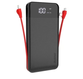 Powerbank 10000mah 2a + 3in1 Lightning Usb-c Micro Usb 3a Kabelis, Juodas