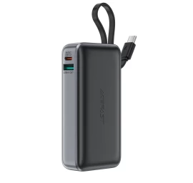 Powerbank 10000mah Pd30w Su Integruotu Usb-c Kabeliu - Juodas