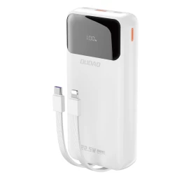 Powerbank 20000 Mah 22,5 W Pd Usb-c Usb-a Su Integruotu iphone Lightning Usb-c Kabeliu - Baltas