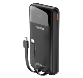 Powerbank 20000 Mah 22,5 W Pd Usb-c Usb-a Su Integruotu iphone Lightning Usb-c Kabeliu - Juodas