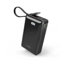 Powerbank 20000 Mah Usb-a Usb-c Su Ekranu, Integruotu 20 W Usb-c Kabeliu - Juodas