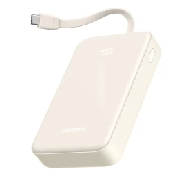 Powerbank 20000mah 22,5w Usb-c Usb-a Integruotas Usb-c Kabelis - Baltas