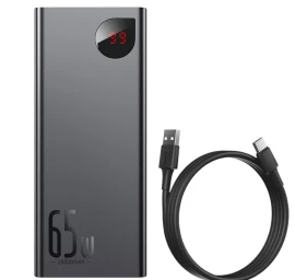 Powerbank 20000mah Adaman Metal 65w Su Usb-c Kabeliu 60w 50cm - Juodas
