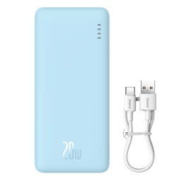 Powerbank 20000mah Airpow 20w Su Usb-a - Usb-c 50 Cm Kabeliu - Mėlynas