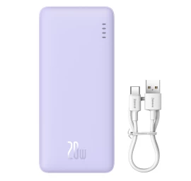 Powerbank 20000mah airpow Fast Charge 20w Su 50 Cm Ilgio Usb-c Kabeliu - Violetinės Spalvos