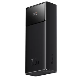 Powerbank 30000mah 22,5w Su Usb-a - Usb-c 3a 30 Cm Kabeliu - Juodas