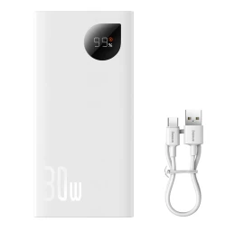Powerbank Adaman2 10000mah Su Skaitmeniniu Ekranu 2x Usb-a / 1x Usb-c 30w, Baltas