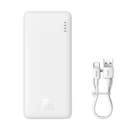 Powerbank Airpow 20w 10000mah Su Usb-a - Usb-c 30 Cm Kabeliu - Baltas