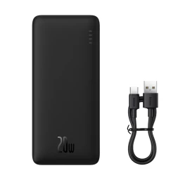 powerbank Airpow 20w 10000mah Su Usb-a - Usb-c 30 Cm Kabeliu - Juodas