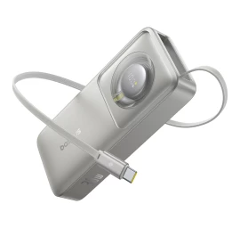 powerbank Free2pull 10000mah 30w Su Usb-c Jungtimi Ir Ištraukiamu Usb-c Kabeliu - Pilkas